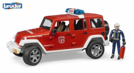 BRUDER 2528 Hasičský Land Rover Rubicon s figurkou hasiče a příslušenstvím